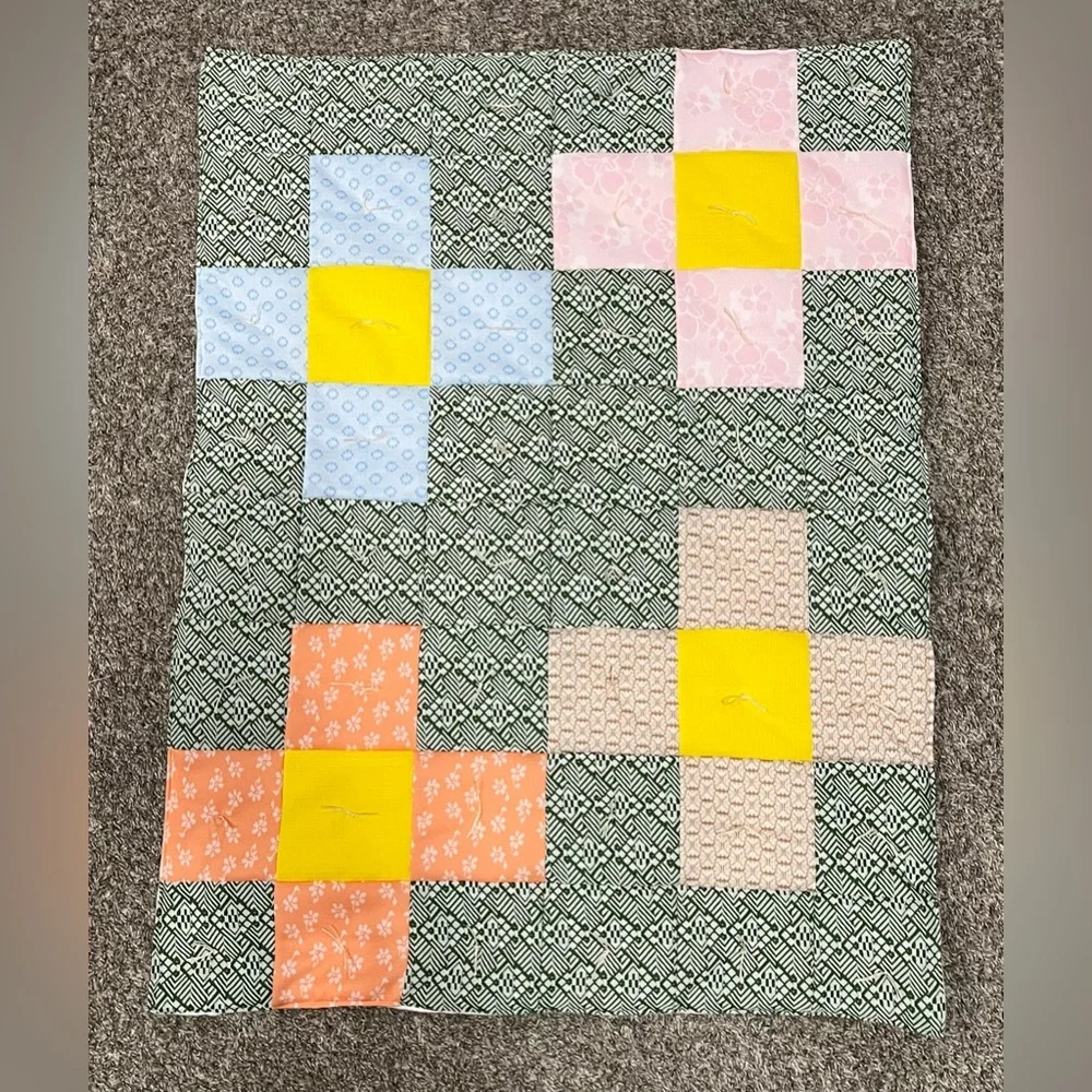 NEW Handmade quilt baby or lap blanket vintage charm of polyester double knit